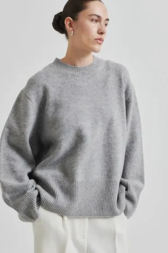 Alpha Knit O-Neck, grey melange