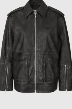 Auras Leather Jacket, black