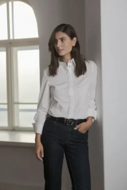 Camilla puuvillakauluspaita, white