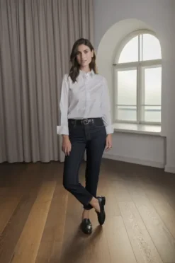 Camilla puuvillakauluspaita, white