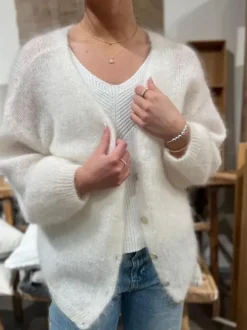 Cornelia mohairneuletakki, white