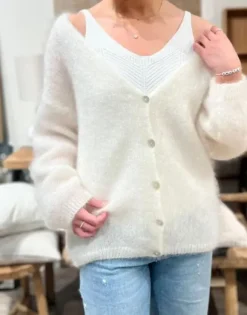 Cornelia mohairneuletakki, white