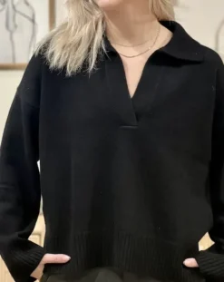 Davida - Chunky Open Collar neule, black