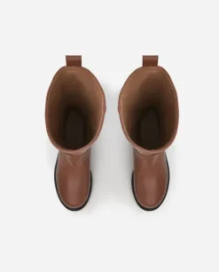 Flattered - Luna pitkät nahkasaappaat, caramel