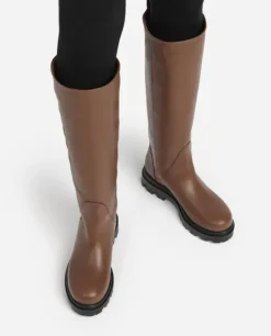 Flattered - Luna pitkät nahkasaappaat, caramel