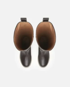 Flattered - Luna pitkät nahkasaappaat, tummanruskeat