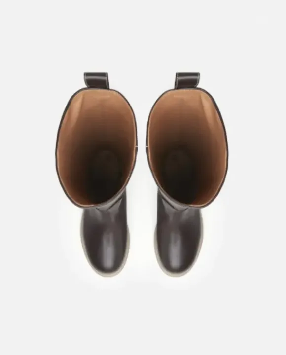 Flattered - Luna pitkät nahkasaappaat, tummanruskeat