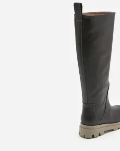 Flattered - Luna pitkät nahkasaappaat, tummanruskeat