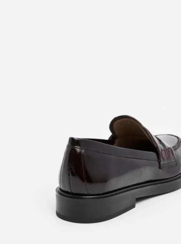 Flattered - Sara nahkaloaferit, patent burgundi