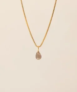 Gauhar - Smoky Quartz Drop riipus, kulta