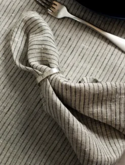 Himla - raidalliset pellavaservetit (4pl), kohl/natural