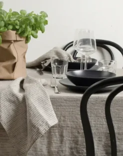 Himla - raidalliset pellavaservetit (4pl), kohl/natural