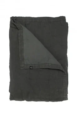Himla topattu pellavapäiväpeitto, tummanharmaa, kaksi kokoa