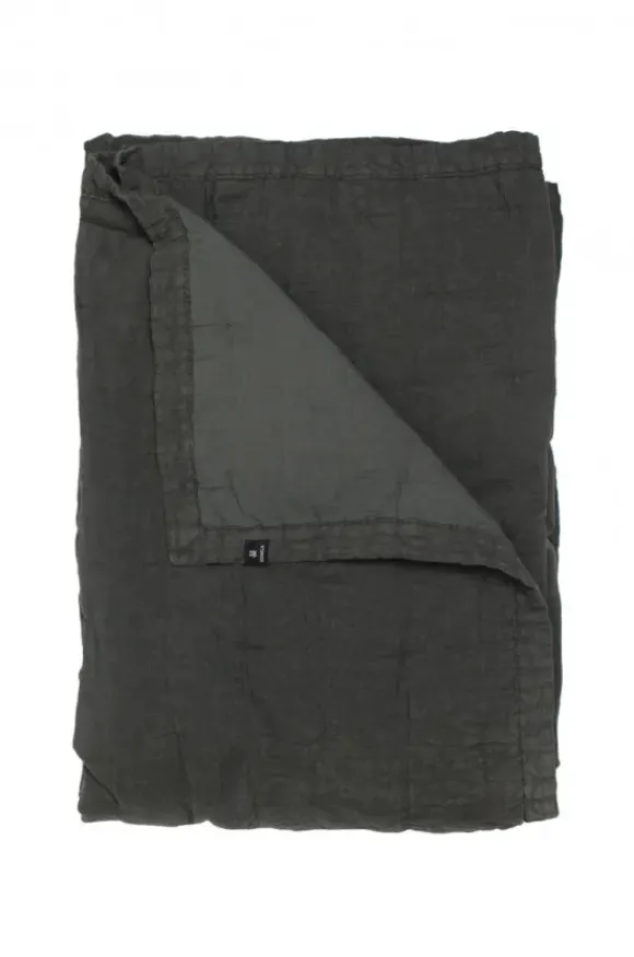 Himla topattu pellavapäiväpeitto, tummanharmaa, kaksi kokoa
