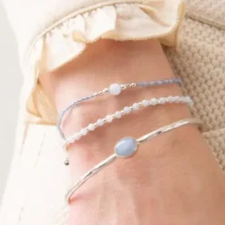 Iris rannekoru Blue Lace Agate, silver