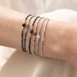 Iris rannekoru Blue Lace Agate, silver