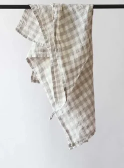 Keittiöpyyhe pellavaa, ruutu natural