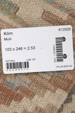 Kelim matto, multi custom #620 / 103x246cm