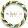 MAISON KIZO - Green, White and Gold Nepali Bracelet B172