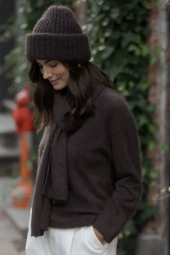 Mija kid mohair kaulahuivi, chocolate