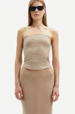 Samsoe&Samsoe - Saelynn toppi pellavaa, chinchilla