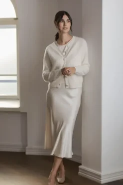 Tianna midi satiinihame, cream