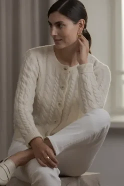 Vivianna palmikkoneuletakki, cream