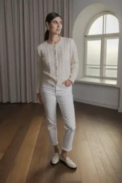 Vivianna palmikkoneuletakki, cream