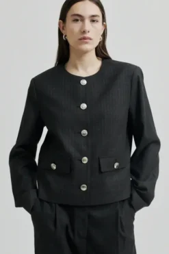 Wake lyhyt bleiseri, dark grey melange