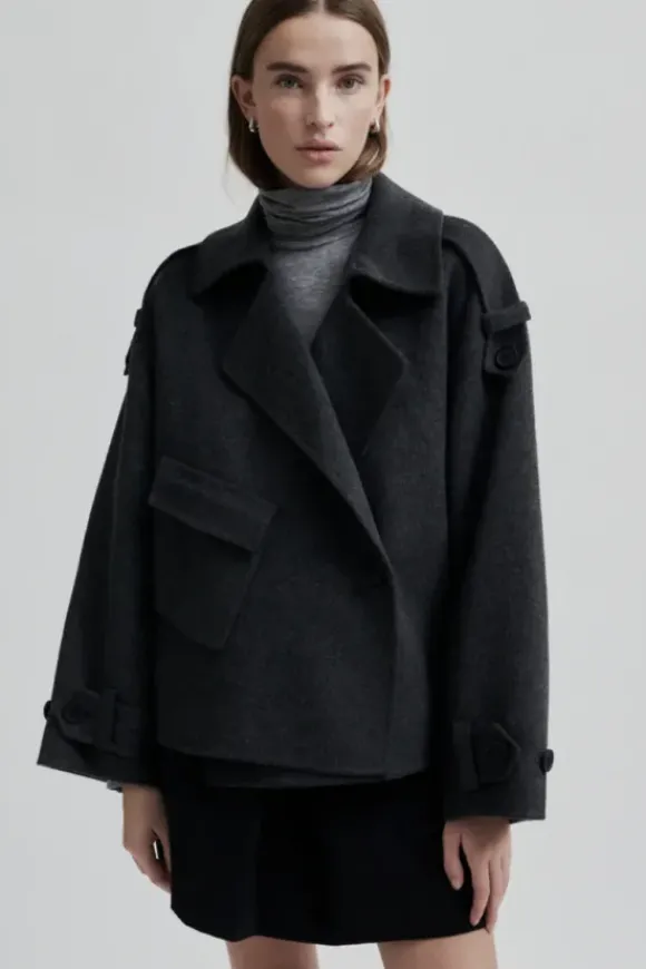 Walance lyhyt villakangastakki, dark grey melange