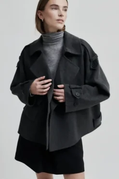 Walance lyhyt villakangastakki, dark grey melange