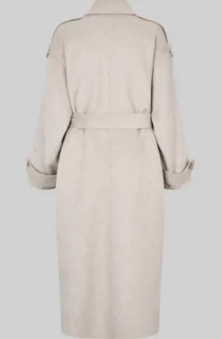 Walance pitkä villakangastakki, beige melange